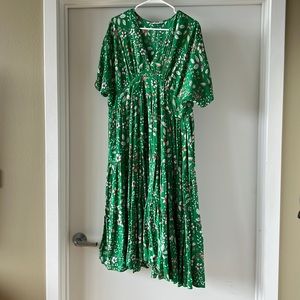 Zara Green Floral Midi Dress